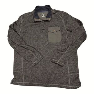 REI XL Knit Pullover Sweatshirt Brown Snap Collar